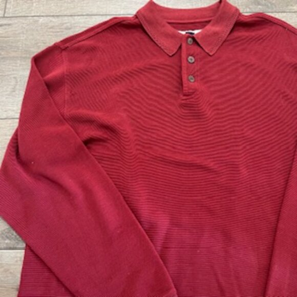 Tommy Bahama Burgundy Sweater Mens Large Long Sleeve Silk Polo - Picture 10 of 13